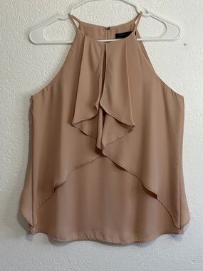 Banana Republic Halter Blouse Nude Ruffle Layered Top Size S Flowy